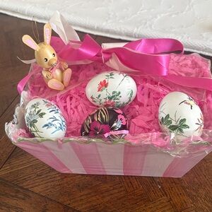 Easter Basket 
3 China eggs - 1 wooden egg